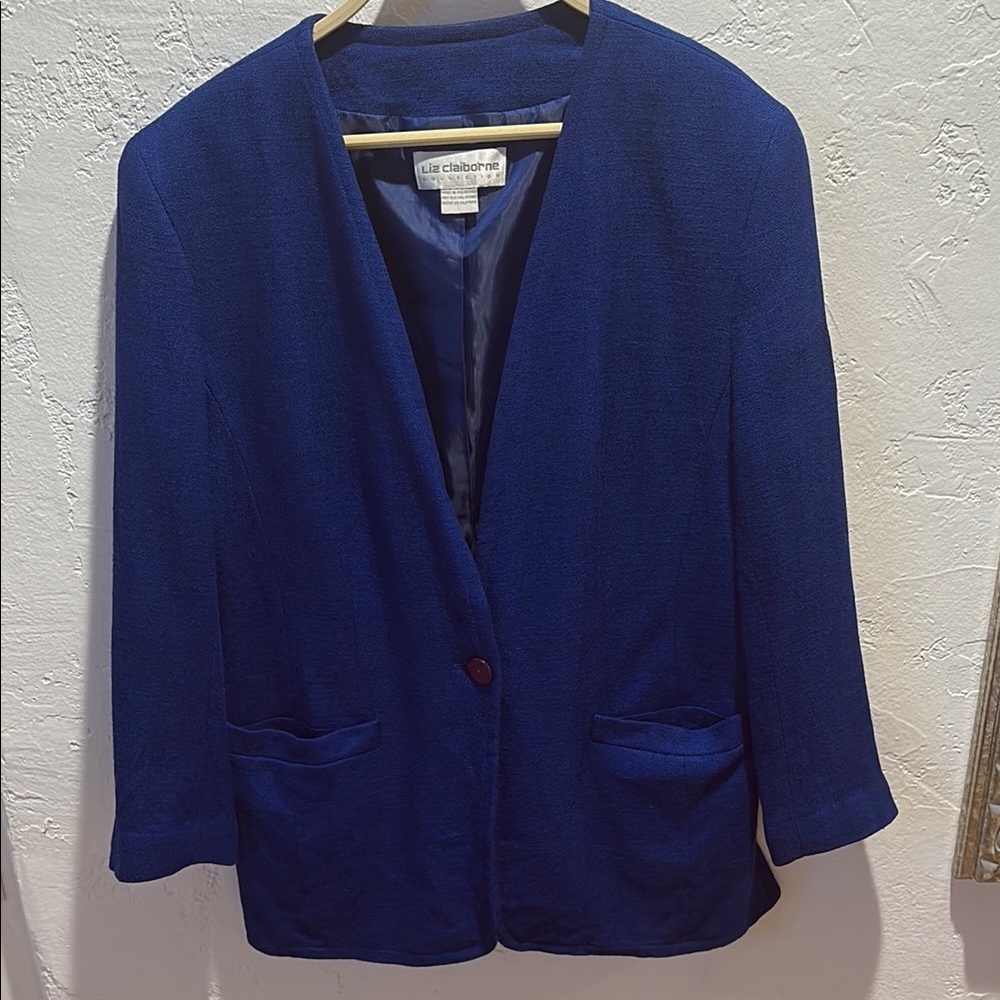 Liz Claiborne vintage  Blue Blazer Tailored Professional Suit Jacket